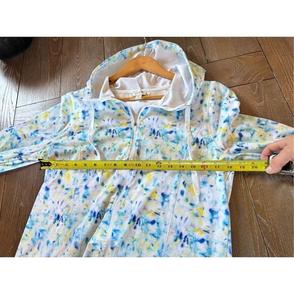 J. Crew Tie Dye Print Zip Front Active Hooded Sweatshirt Size Medium - Picture 9 of 10